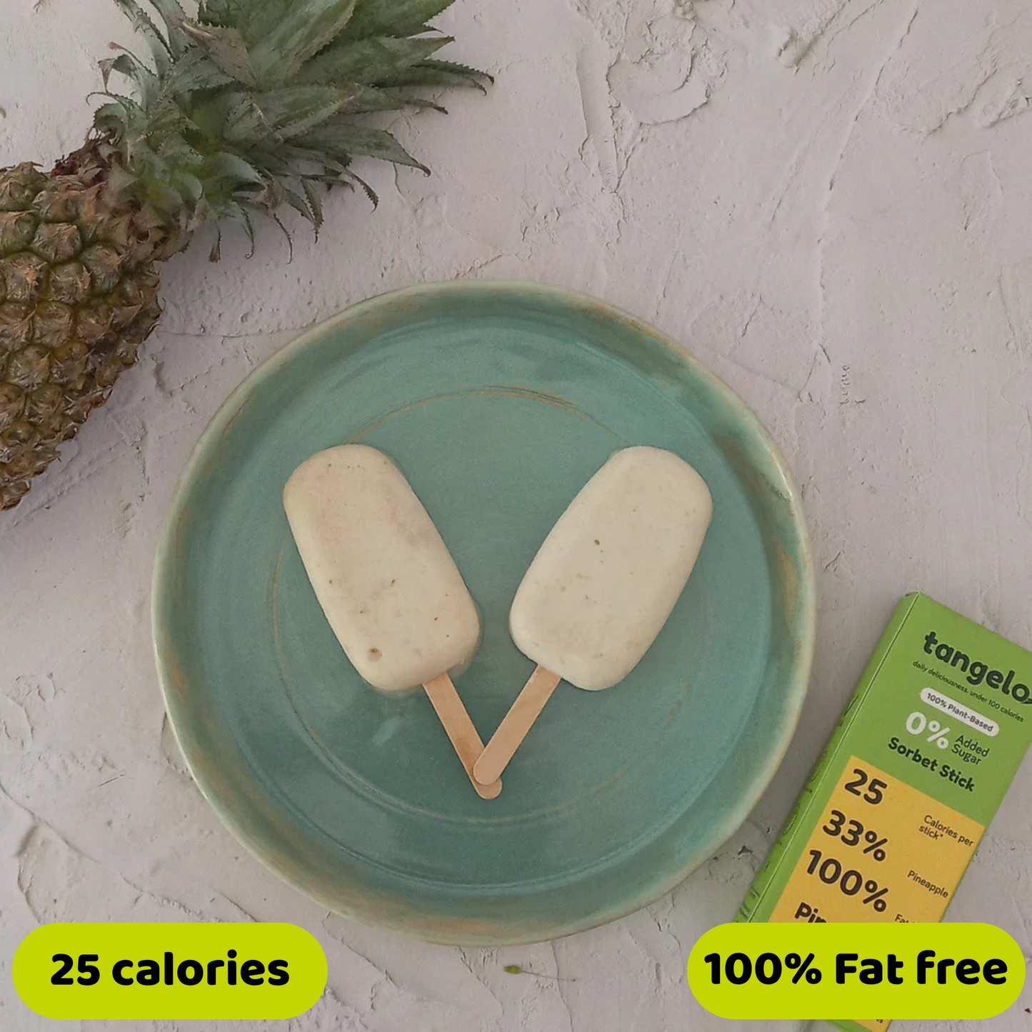 Pineapple Sorbet Popsicle (Vegan & No Added Sugar)