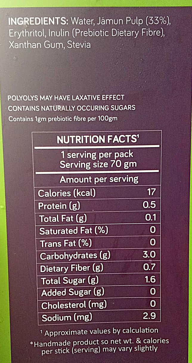 Jamun Sorbet Popsicle -Vegan & Sugar free