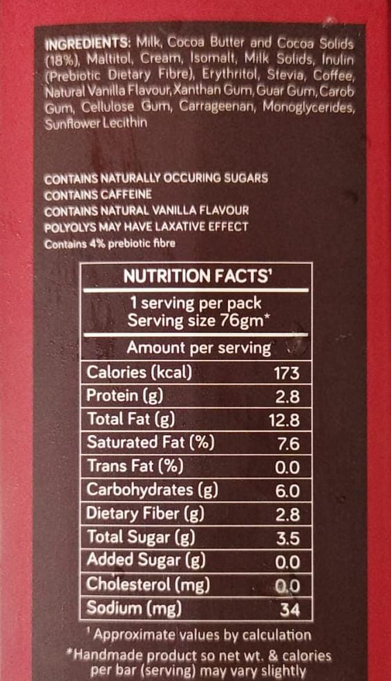 Belgian Dark Chocolate Chocobar (No Added Sugar & Dairy)