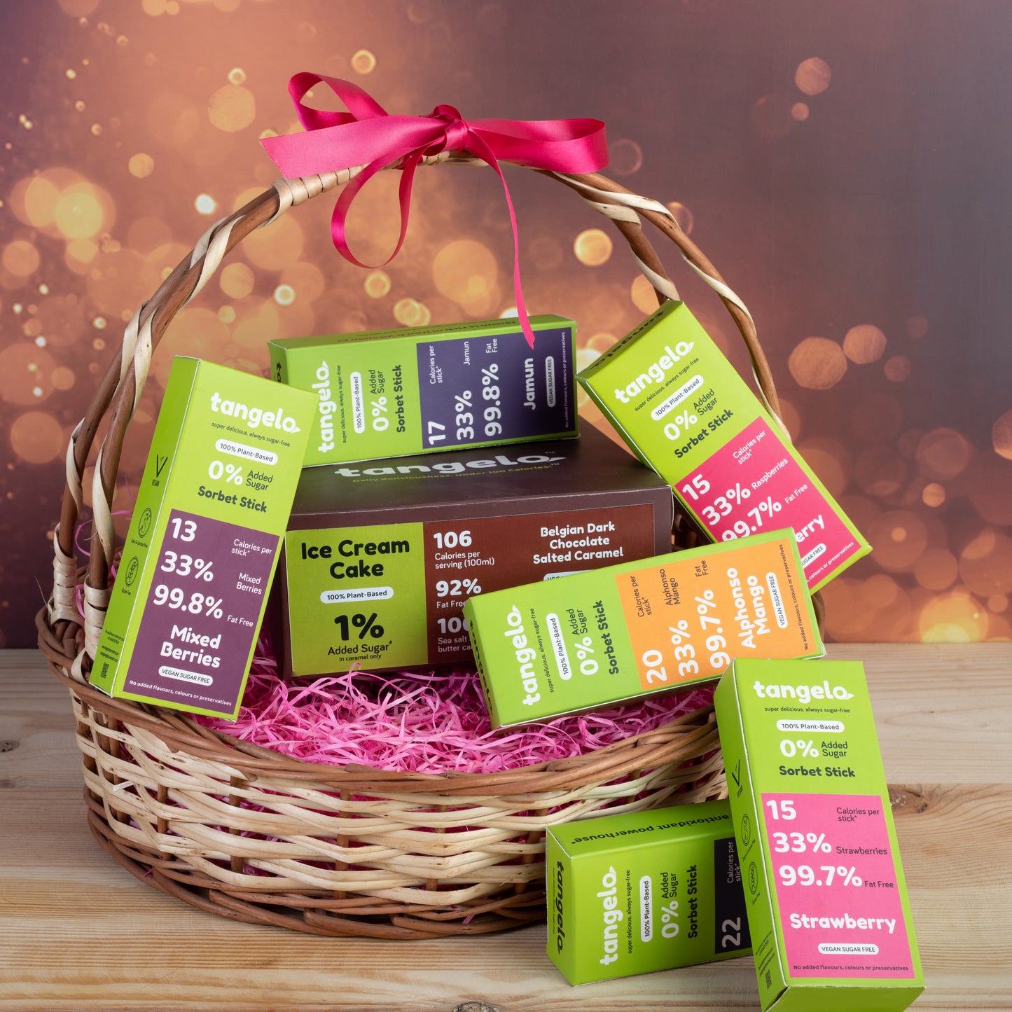 Choice of Ice Cream Cake & 6 Assorted Sorbet Popsicles - Gift Basket VEGAN
