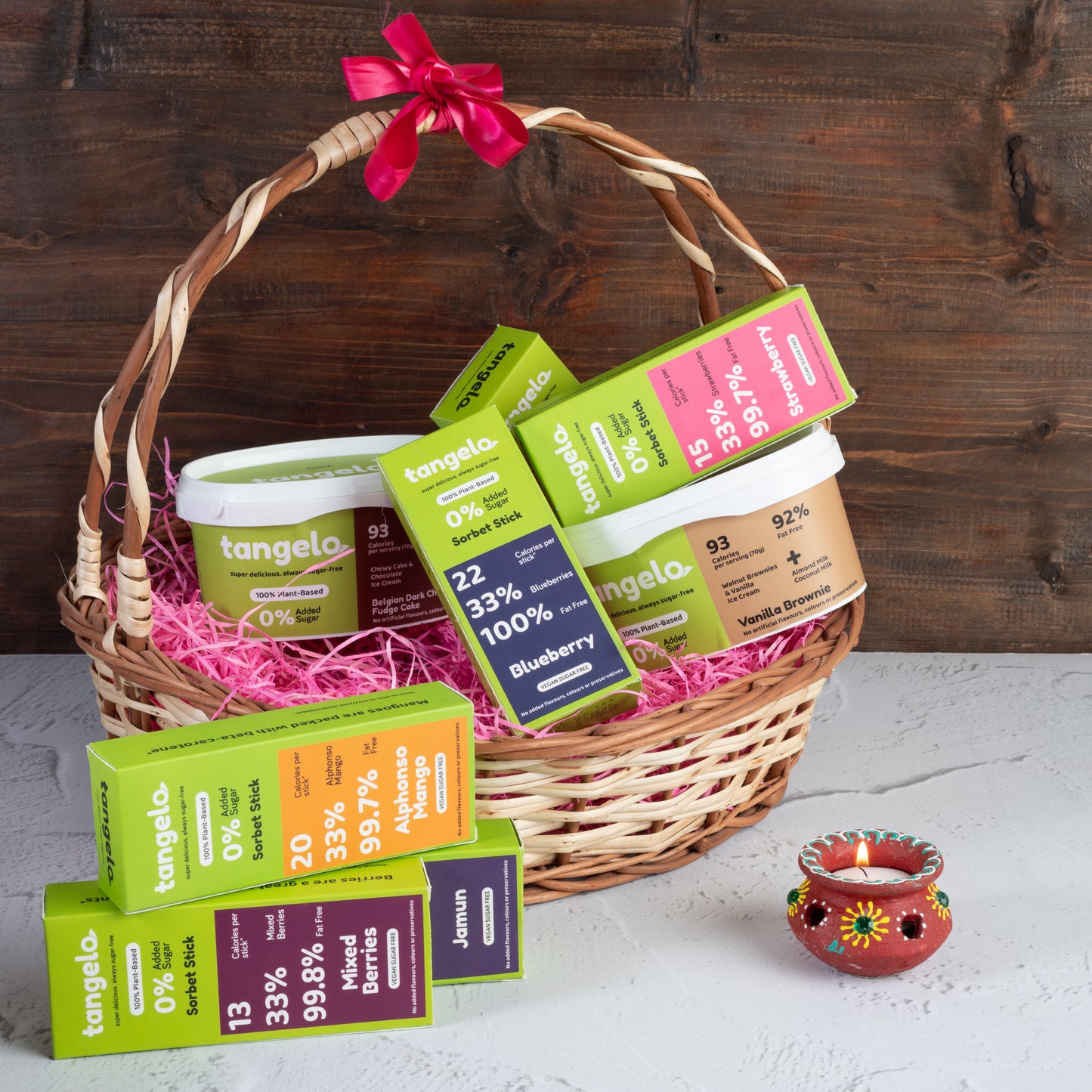 6 Assorted Sorbet Popsicles & Choice of 2 Tubs (500ml each) - Gift Basket VEGAN