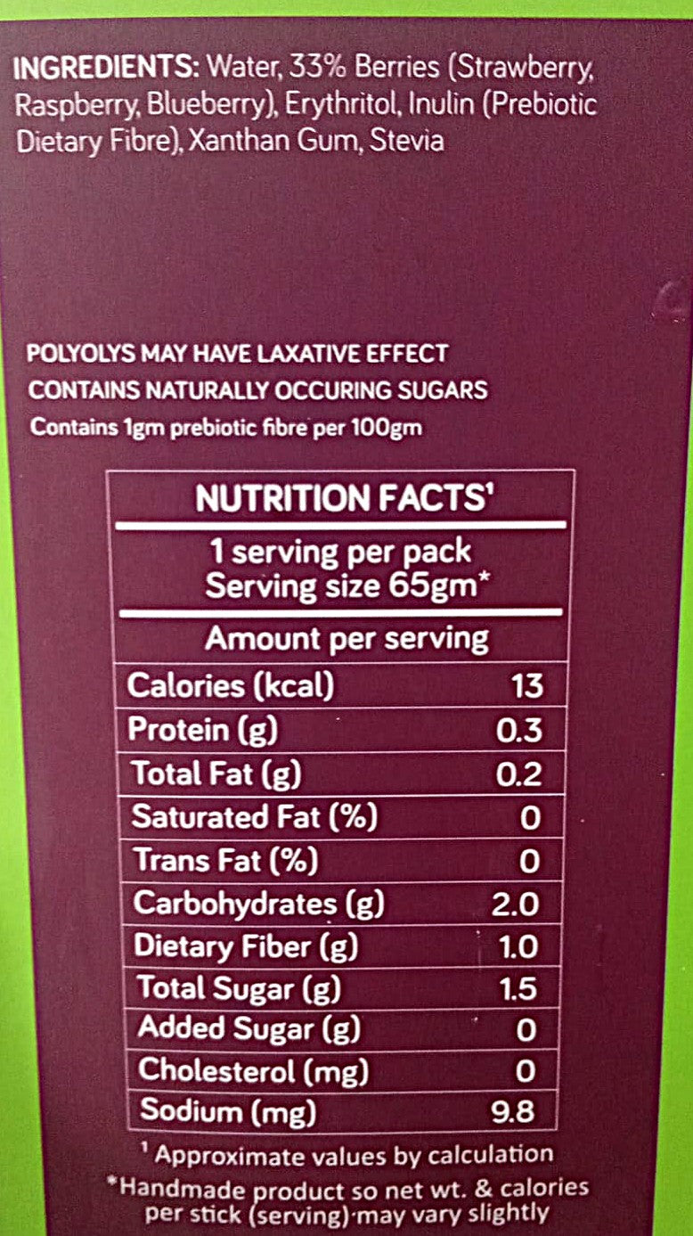 Mixed Berries Sorbet Popsicle (Vegan & No Added Sugar)