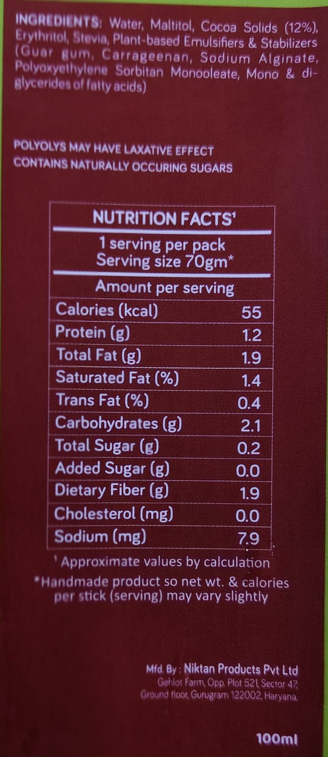 Dark Chocolate Sorbet Popsicle (Vegan & No Added Sugar)