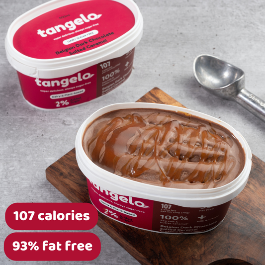 Belgian Dark Chocolate & Salted Caramel tub (Dairy Sugar Free icecream)
