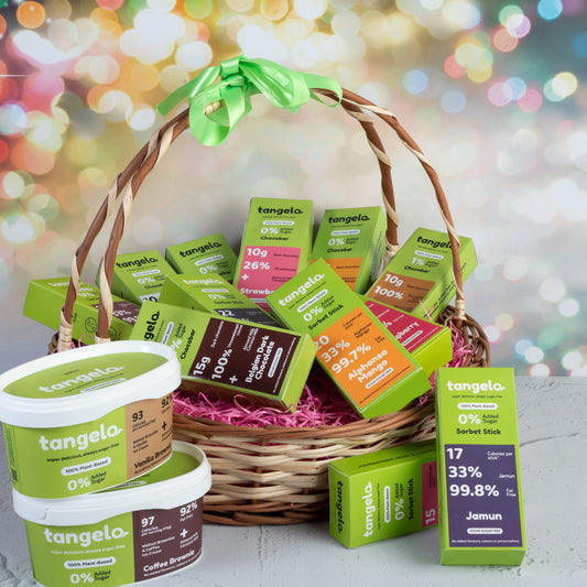 Choice of 2 tubs (500ml each) & 6 Assorted Chocobars & 6 Assorted Sorbet Popsicles - Gift Basket VEGAN